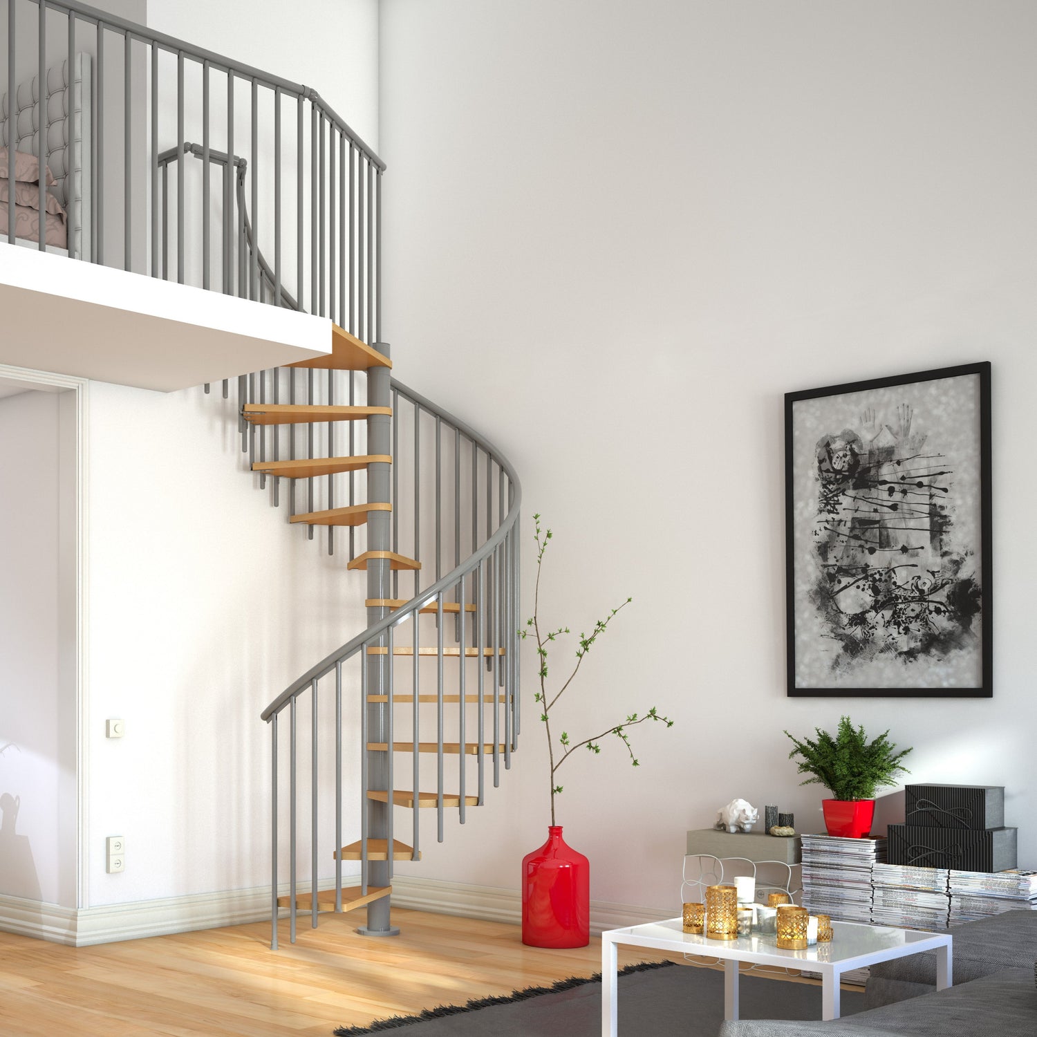 Calgary Grey 55" Diameter Extra Baluster Spiral Staircase Kit