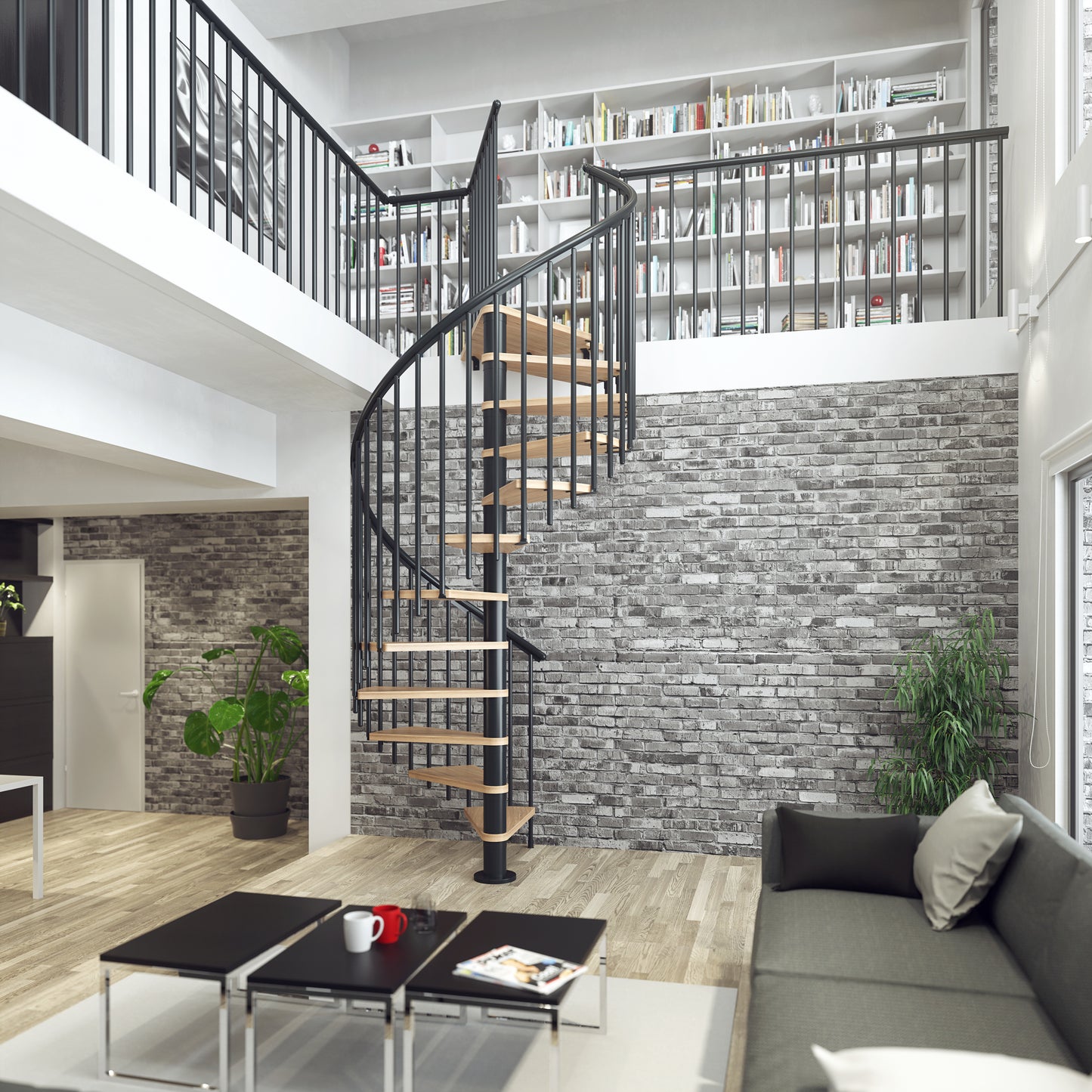 Calgary Black 55" Diameter Extra Baluster Spiral Staircase Kit
