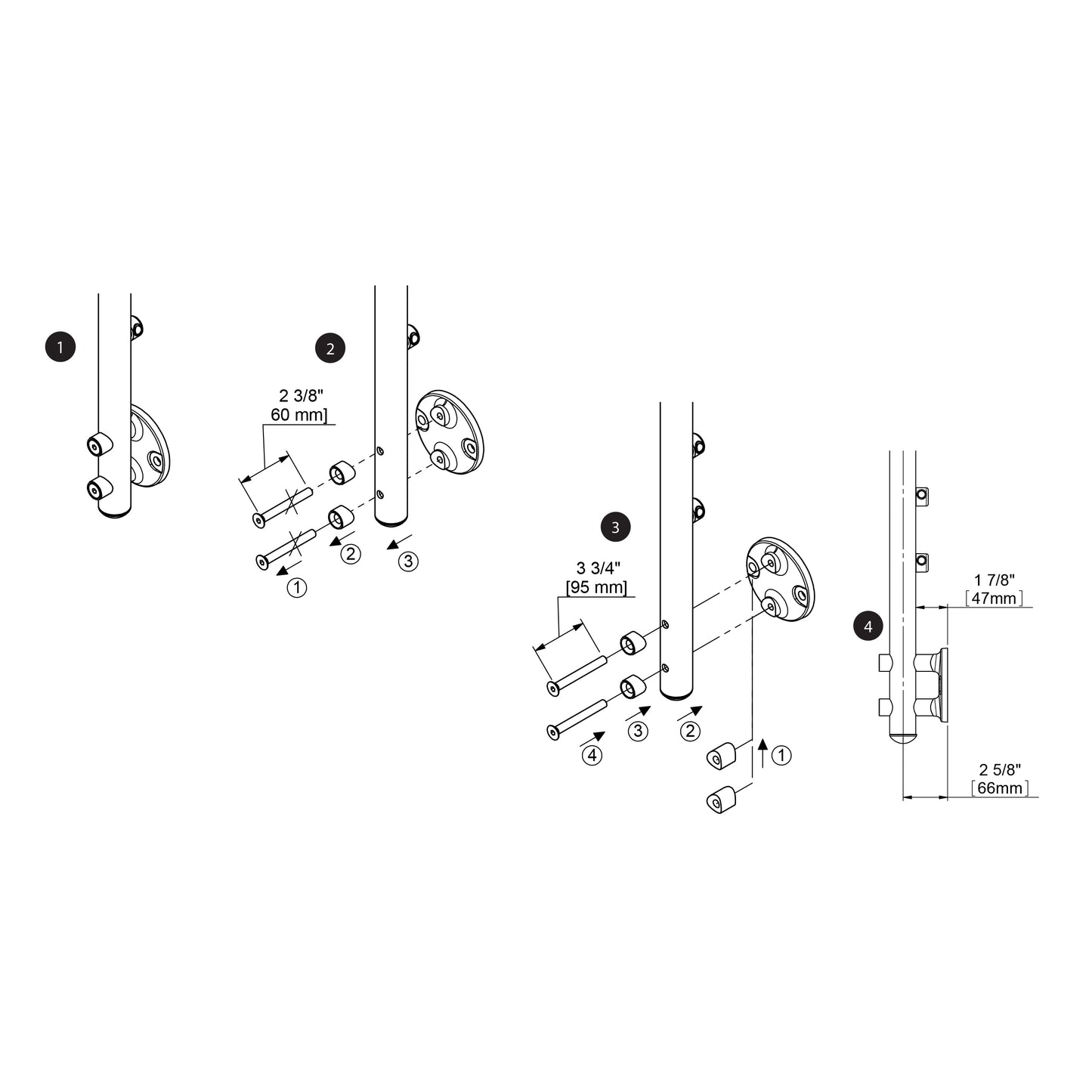 Prova PA13b Anthracite Side Mount Post Spacers (2 7/8")