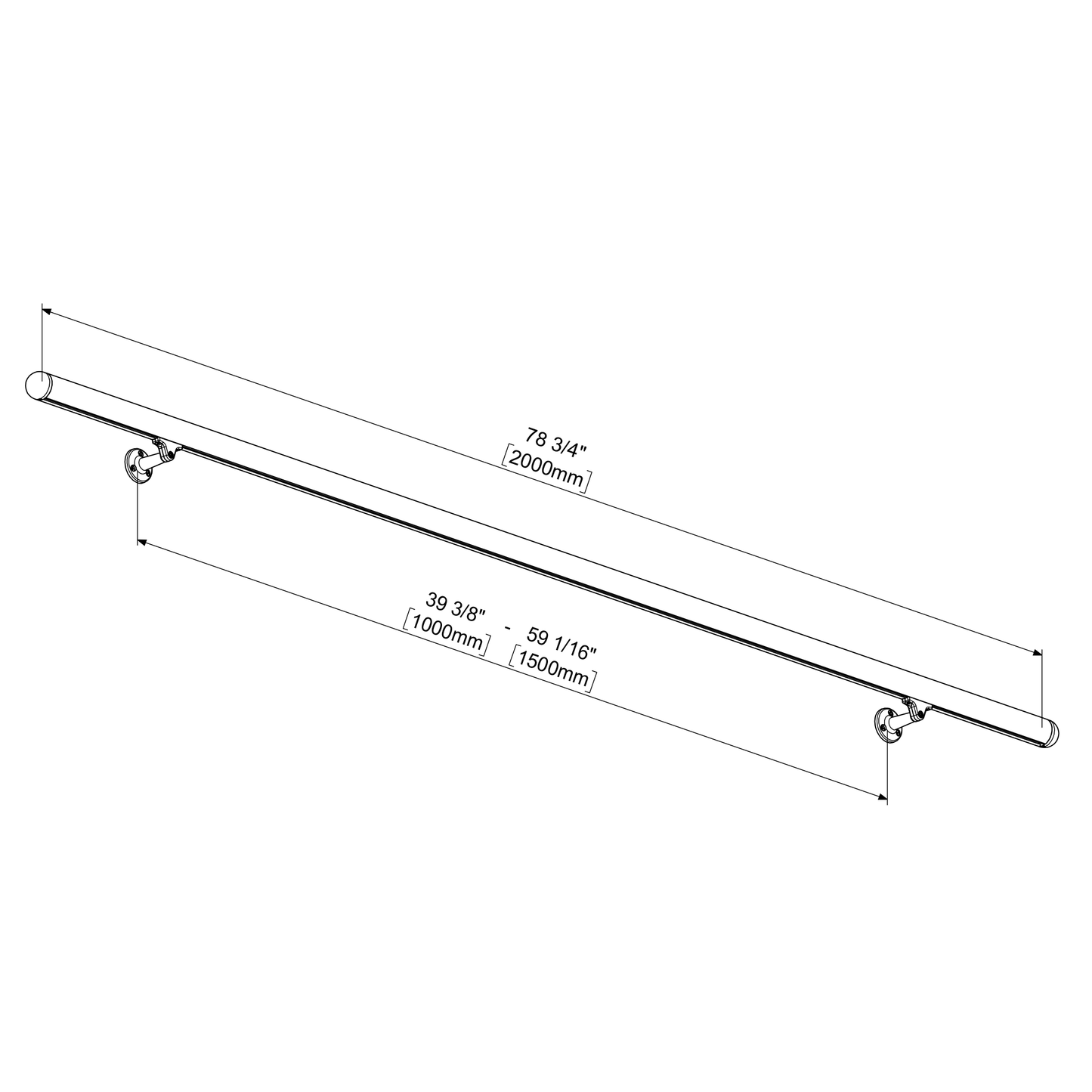 Prova Unfinished Beech Wood 79" Long Handrail Kit with Anthracite Components