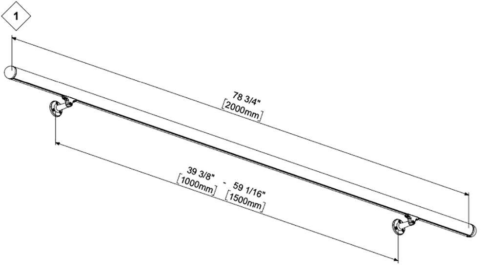 Prova Aluminum 79" Long Handrail kit