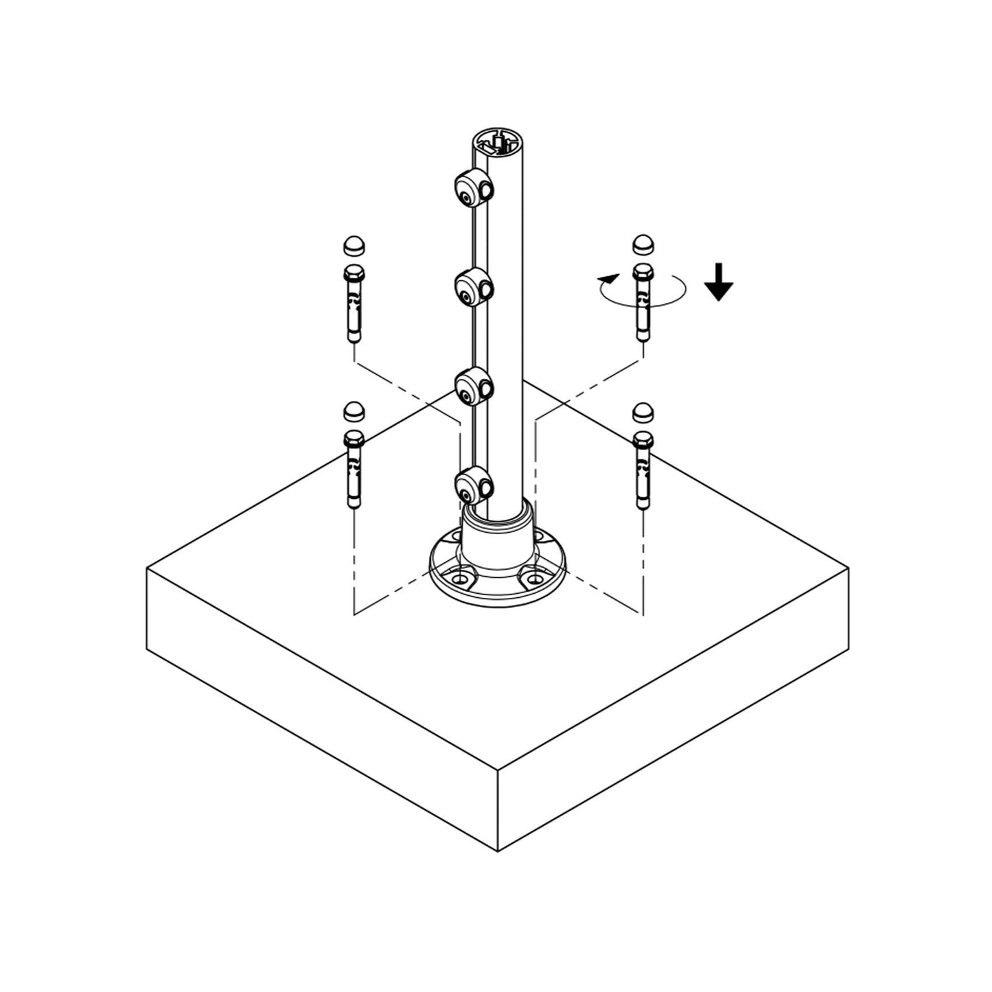 Prova PA23b Heavy Duty Concrete Anchors for Anthracite Posts