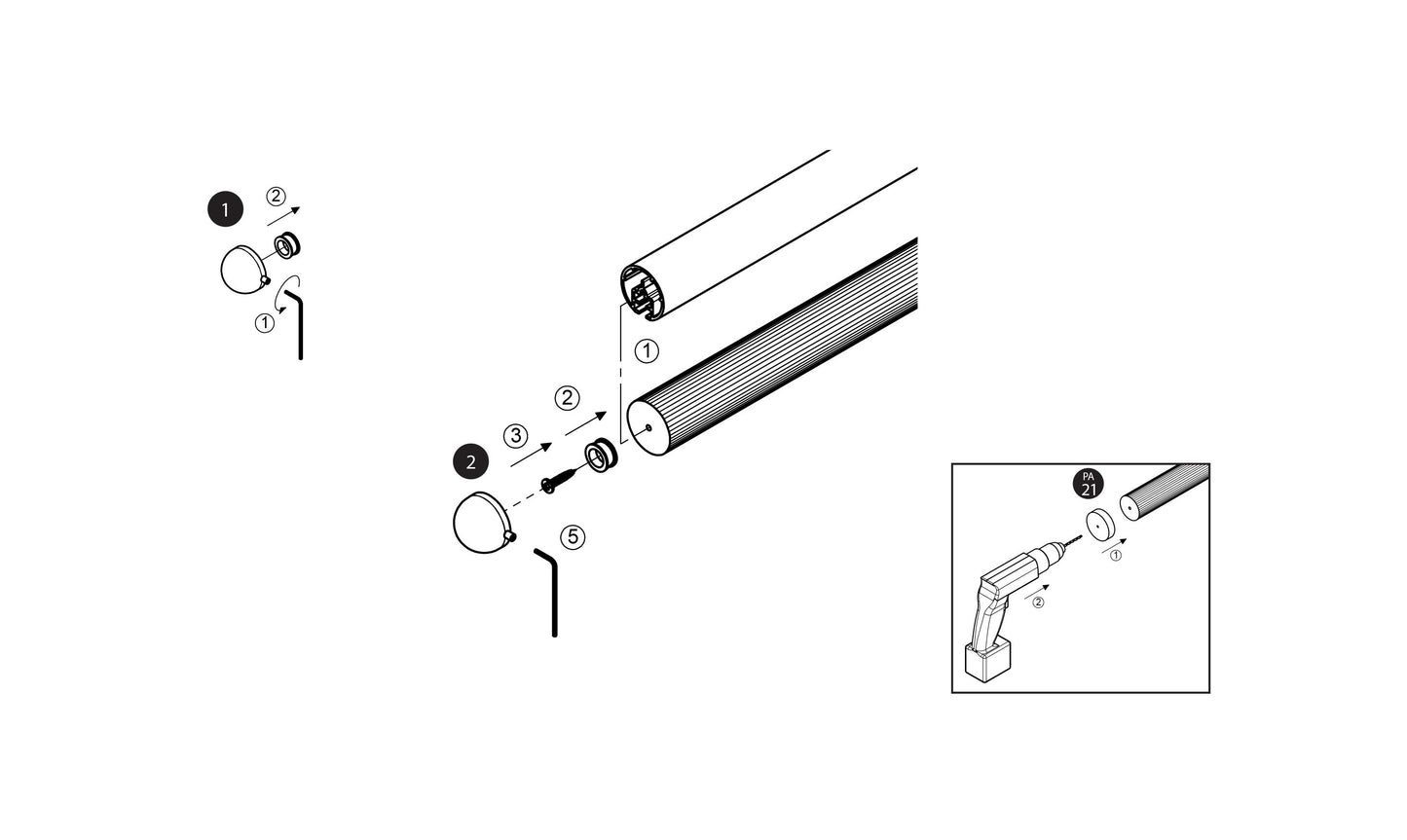 Prova PA7b End Cap for Prova Anthracite Handrail